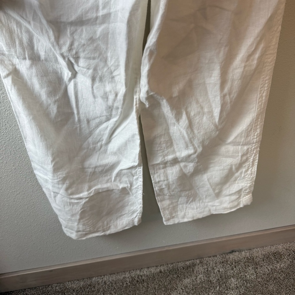 Athleta Cabo Linen Wide Leg Pant White Casual Athleisure Active Women’s Size 14 - Picture 10 of 12